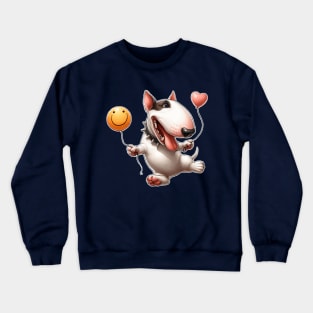 Bull Terrier with balloons Crewneck Sweatshirt